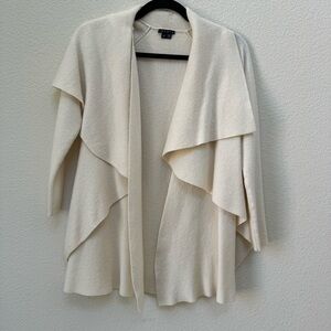 Theory Women's Waterfall Front Wool Blend Cardigan Ivory Size Large